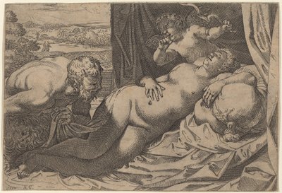 Venus og en Satyr af Annibale Carracci