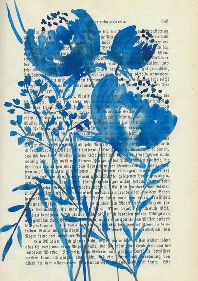 Blå akvarelblomster af Annick