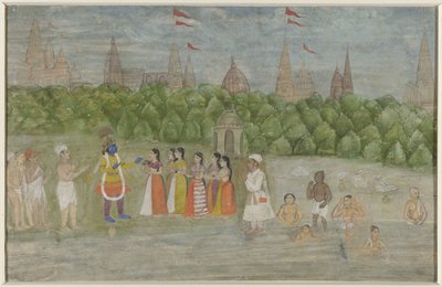 På bredden af ​​Yamuna ved Brindaban danser Krishna med gopierne af Anonymous