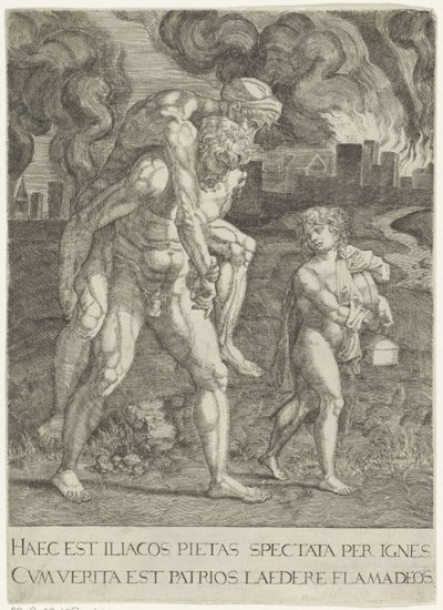 Aeneas flygter med sin familie fra Troja af Anonymous