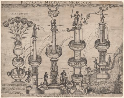 Allegori om naturen og den menneskelige natur (mikrokosmos) Figurata Meditatio Microcosmi (titel på objekt) af Anonymous