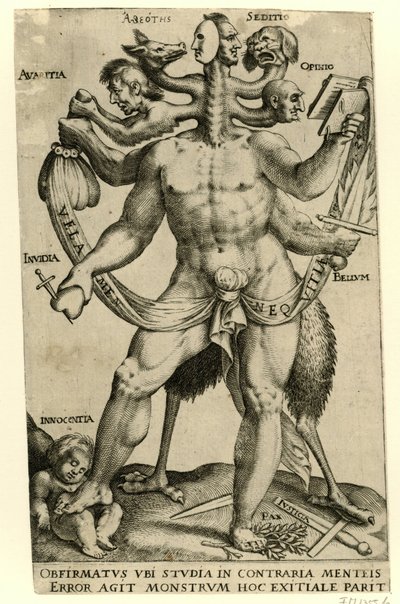 Allegorisk femhovedet monster af Anonymous