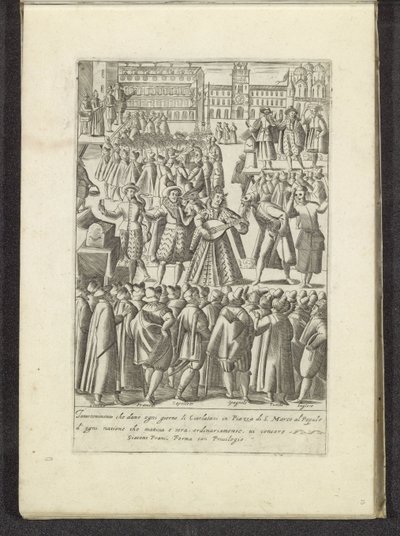 Forlystelse på San Marcoplein i Venedig Scènes uit het Venetiaanse leven (serietitel) Habiti d