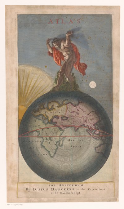 Atlas på kloden Titelblad for: Justus Danckerts, Atlas, s.a. af Anonymous