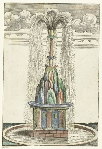 Bassin met berg i rond bassin Architectura Curiosa Nova (serietitel) af Anonymous