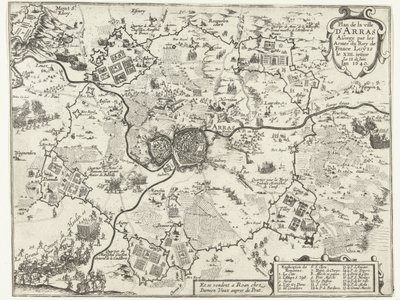 Beleg van Arras dør af Fransen, 1640 Plan over byen Arras belejret af våben fra kongen af ​​Frankrig Ludvig den XIII.iesme Den 12. juni. år 1640 (titel på objekt) af Anonymous