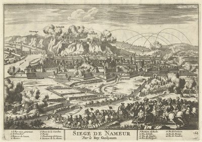 Beleg van Namen af ​​koning Willem III, 1695 Siege de Nameur af Roy Guiljaum (titel på objekt) Europas, Asiens, Afrikas og Amerikas styrker (...) Som også kortene over Frankrigs og Spaniens kyster (serietitel på objekt) af Anonymous