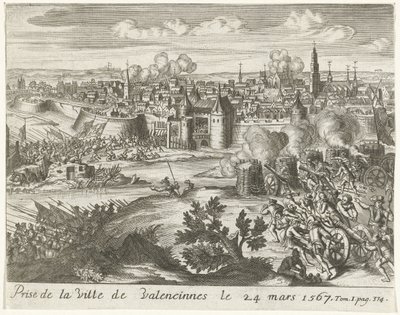 Beleg van Valenciennes, 1567 Erobringen af ​​byen Valenciennes den 24. marts 1567 (titel på objektet) af Anonymous