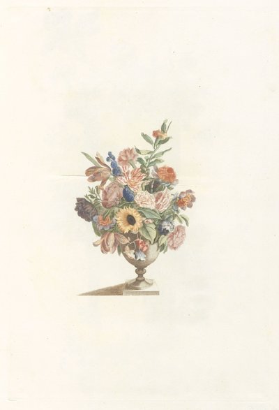 Blomstervase med solsikke og tulipaner af Anonymous