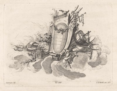 Cartouche med landbrugsgenstande af Anonymous