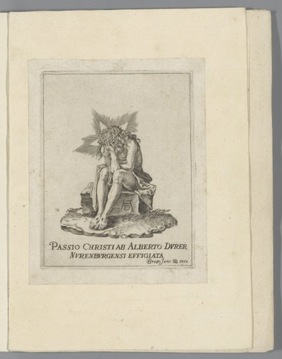 Kristus på den kolde sten The Little Passion (serietitel) Passio Christi Ab Alberto Durer Nurenburgensi Effigiata (serietitel på objekt) af Anonymous