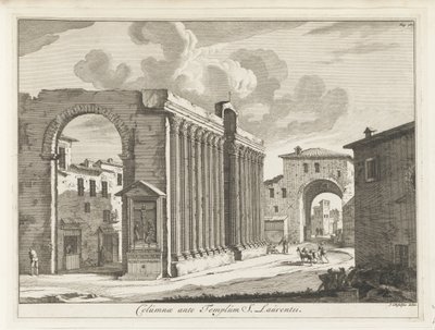 Colonnade af San Lorenzo og Rom Søjler af Temple of S. Laurentii (titel på objekt) Magasiner af de italienske malerier (serietitel) af Anonymous