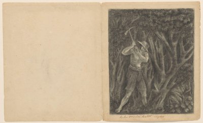 Coolen begynder at fælde en skov ved Ngoro, ca. 1820-1850 af Anonymous