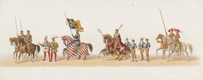 Delft procession af 1873 (femte plade) Udklædt procession afholdt af medlemmerne af Delft Student Corps den 8. juli 1873, der viser Karel van Egmond, hertug af Gelre, greve af Zutphen, indrejse i Arnhem i 1492 (serie t) af Anonymous