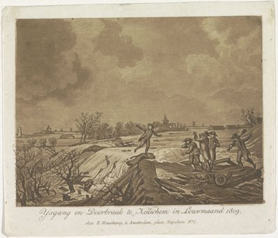 Digebrud i Kedichem, 1809 Ysgang og Doorbraak te Kedichem i Louwmaand 1809 (titel på objekt) af Anonymous
