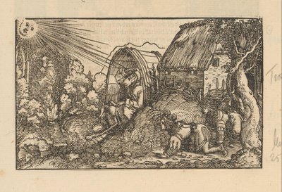 Diogenes i sin tønde og to kronede unge mænd af Anonymous