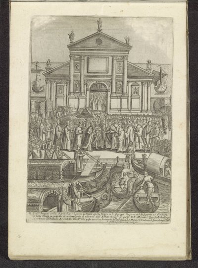 Doge en Serenissima Signoria voor kirken i San Giorgio Maggiore i Venedig Scènes uit het Venetiaanse leven (serietitel) Habiti d