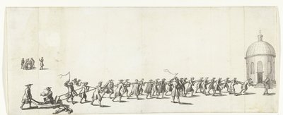 Dominicus er trukket på en trillebør til Ronde Lutheran Church, 1683-1684 af Anonymous