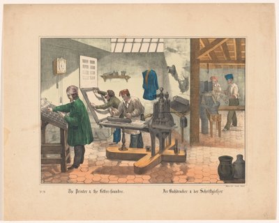 Drukkerij og lettergieterij The Printer & the Letter-founder (titel på objekt) af Anonymous