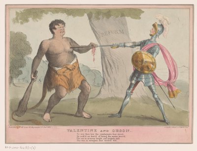 Engelsk politisk tegneserie, 1835 Valentine og Orson (titel på objekt) af Anonymous