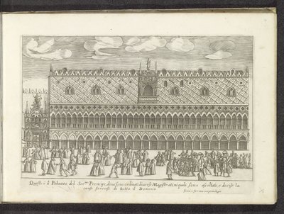 Facade af Dogepaleis i Venedig Scènes uit het Venetiaanse leven (serietitel) Venetianske mænds og kvinders vaner med Ser.ma Signoria-processionen og andre detaljer, dvs. triumfer, festivaler og offentlige ceremonier i den adelige by Venedig af Anonymous