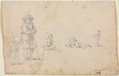 Fem figurstudier (verso) af Anonymous