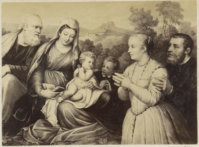 Fotogengivelse af (formentlig) et print af den hellige familie og stiftere af Anonymous