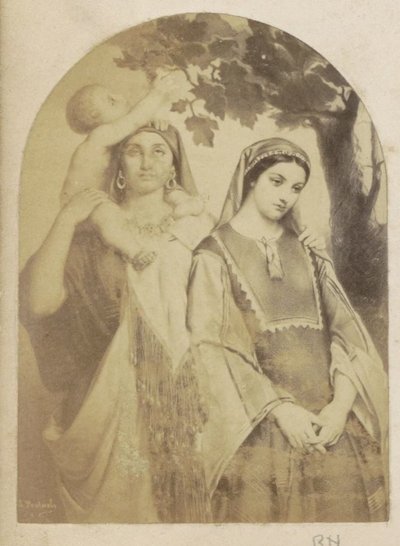 Fotogengivelse af (formentlig) en tegning af Maria, Jesus og Elisabeth af Anonymous