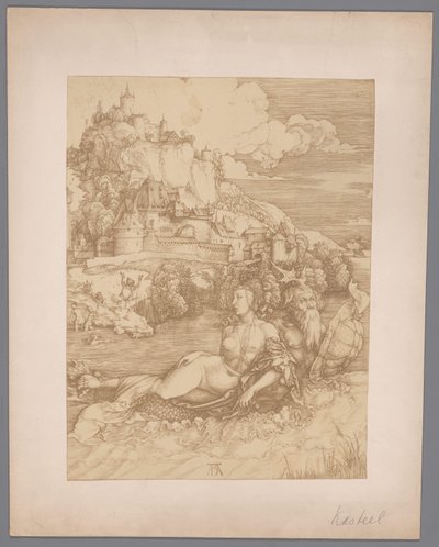 Fotoreproduktion af graveringen Abduction by the Sea Monster af Albrecht Dürer af Anonymous