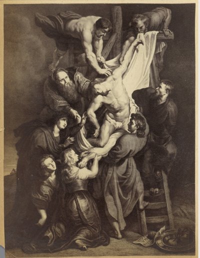 Fotogengivelse af et tryk efter maleriet Descent from the Cross af Peter Paul Rubens af Anonymous
