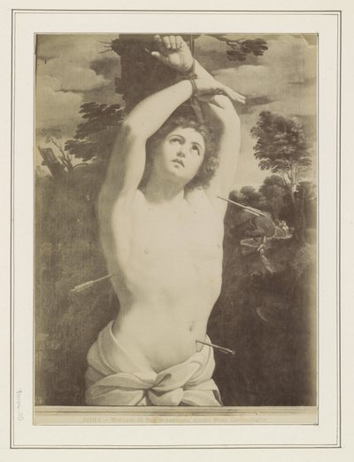 Fotoreproduktion af et maleri af Guido Reni, der viser Sankt Sebastians martyrdød ROMA - Martirio di San Sebastiano, Guido Reni. Campidoglio (titel på objekt) af Anonymous