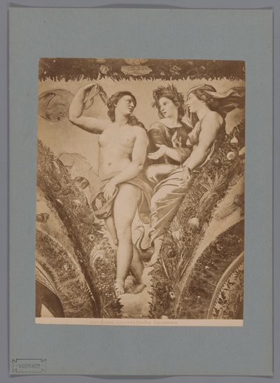 Fotoreproduktion af fresco Amor en Psyche i Loggia di Psyche, Villa Farnesina te Rom Rom. Amor og Psyche. Farnesina (titel på objekt) af Anonymous