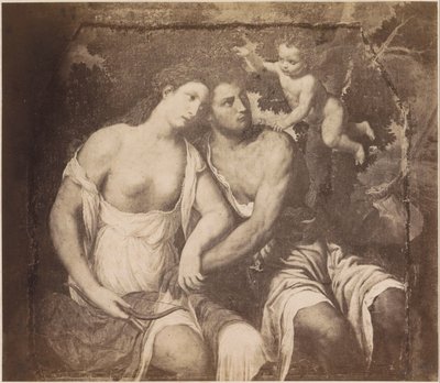 Fotogengivelse af maleriet Venus og Adonis efter Paris Bordone Paris Bordone. Venus og Adonis (titel på objekt) kaiserl. Konigl. Galleri i Wien (serietitel på objekt) af Anonymous