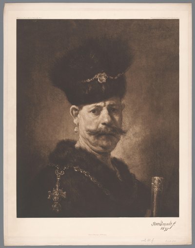 Fotogengivelse af maleri Portræt af en mand af Rembrandt [?], saml. Eremitage i St. Petersborg kaiserl. Eremitage, St. Petersborg. (serietitel) af Anonymous