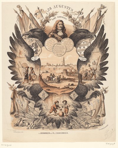 Mindeplade, der fejrer 200 års relieff af Groningen 1672-1872 af Anonymous