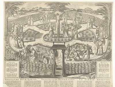 Åndelig frugthave, ca. 1650 Geistliche Baum-Garten / Geestelycke Boom-Gaert / Le Jardin Spirituel (titel på objektet) af Anonymous