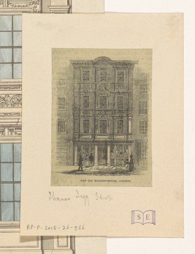 Facade af Thomas Teggs butik i London The Old Mansion House, London (titel på objekt) af Anonymous