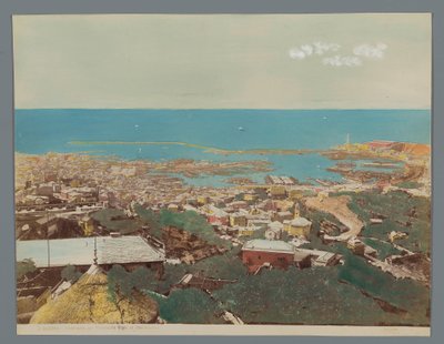 Udsigt over Genova og Det Linguriske Hav, Italien Panorama-dalen Ristorante Righi al Castellaccio (titel på objektet) Genova (serietitel på objekt) af Anonymous