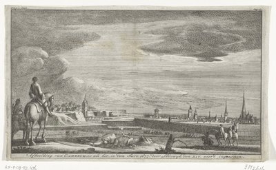 Udsigt over Cambrai, 1677 Afbildning af Cameryk, som den er, i Aaret 1677. af Lodewyk den XIV. blev taget (titel på objekt) af Anonymous