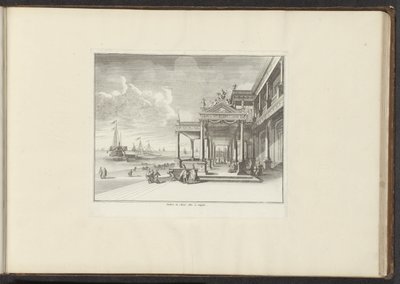 Udsigt over Palazzo Montalto på kysten i Napoli Palais de Mont Alto i Napoli (titel på objekt) Paladser og monumenter i Venedig, Livorno, Napoli og Rom (serietitel) af Anonymous