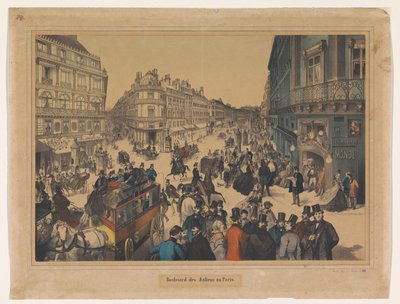Udsigt over Boulevard des Italiens i Paris Boulevard des Italiens zu Paris (titel på objekt) af Anonymous