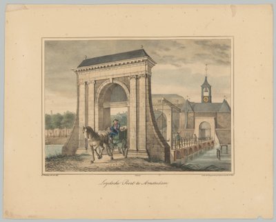 Udsigt over Leidsepoort i Amsterdam Leydsche Poort i Amsterdam (titel på objekt) Ansigter af de seks hovedporte i byen Amsterdam. 1st Cahier (serietitel) af Anonymous
