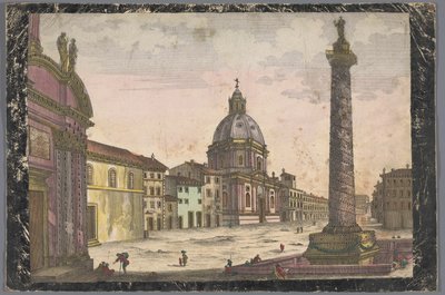 Udsigt over kirken Santa Maria di Loreto og Trajans søjle i Rom af Anonymous