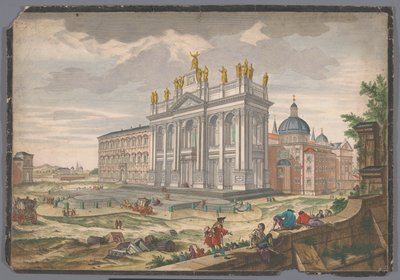 Udsigt over Johannes Laterankirken i Rom Veduta della Basilica di S. Giovanni Laterano (titel på objekt) af Anonymous