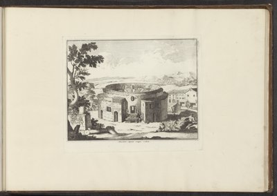 Udsigt over ruinerne af Augustus Mausoleum i Rom Mausoleum Augusti Vestigia i Rom (titel på objekt) Paladser og monumenter i Venedig, Livorno, Napoli og Rom (serietitel) af Anonymous