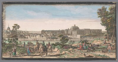 Udsigt over byen og Versailles-slottet Udsigt over slottet og en del af byen Versailles (titel på objektet) af Anonymous