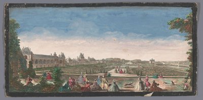 Se på gården på Palace of Fontainebleau Udsigt over en del af Château de Fontainebleau og parterren (titel på objektet) af Anonymous