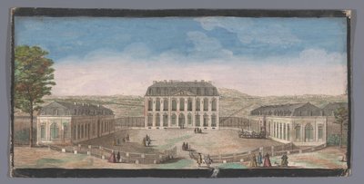Udsigt over forsiden af ​​Chateau de Belle-Vue i Meudon Vüe ​​​​du Chateau de Belle-Vüe pris du coté de la cour (titel på objektet) af Anonymous