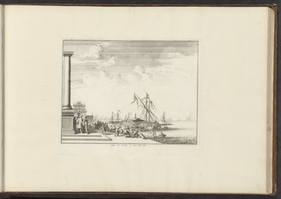 Udsigt over et palads i Livorno Palais de Livorne au bord dela Mer (titel på objektet) Paladser og monumenter i Venedig, Livorno, Napoli og Rom (serietitel) af Anonymous