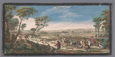 Se på Palace of Fontainebleau Generelt billede af Fontainebleau taget fra toppen af ​​det modsatte bjerg på siden af ​​parterren (titel på objektet) af Anonymous